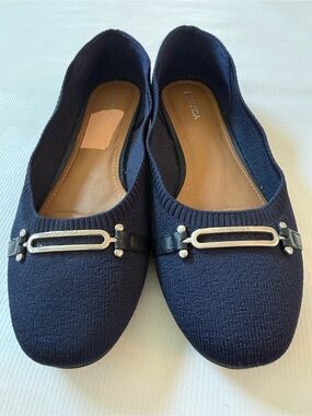 Nautica Navy Knit Slip-On Flats with Silver Accent